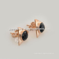 Feito à mão Rose Gold Black Onyx Gemstone Bezel Stud Earrings Melhor qualidade Rose Gold Jewelry Suppliers